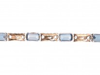 Art Deco Silver Gilt & Blue Paste Bracelet