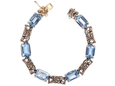 Art Deco Silver Gilt & Blue Paste Bracelet