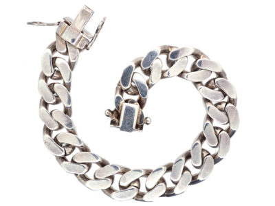 Silver Flat Curb Link Bracelet