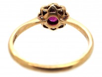 Edwardian 18ct Gold & Platium, Ruby & Diamond Cluster Ring