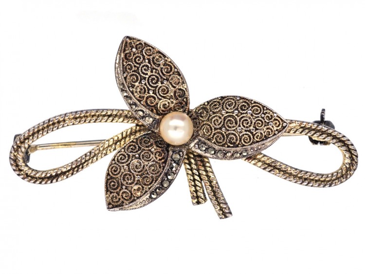 Theodor Fahrner Silver Gilt Flower Brooch