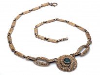 Theodor Fahrner Silver Gilt Necklace set with a Green Tourmaline
