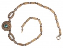 Theodor Fahrner Silver Gilt Necklace set with a Green Tourmaline