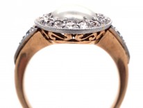 Edwardian Natural Pearl & Diamond Cluster Ring