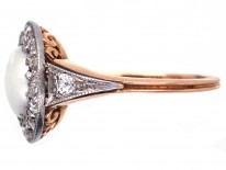 Edwardian Natural Pearl & Diamond Cluster Ring