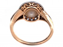 Edwardian Natural Pearl & Diamond Cluster Ring