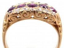 Victorian 18ct Gold, Ruby & Diamond Three Row Ring