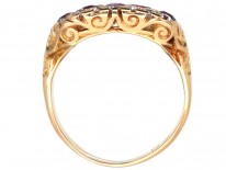Victorian 18ct Gold, Ruby & Diamond Three Row Ring
