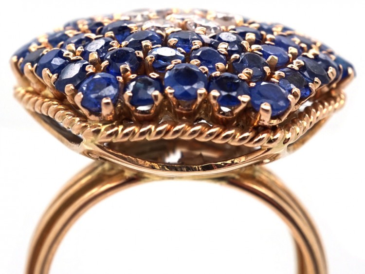 18ct Gold, Sapphire & Diamond Large Cluster Ring