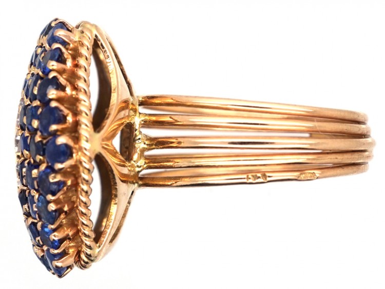 18ct Gold, Sapphire & Diamond Large Cluster Ring