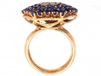 18ct Gold, Sapphire & Diamond Large Cluster Ring