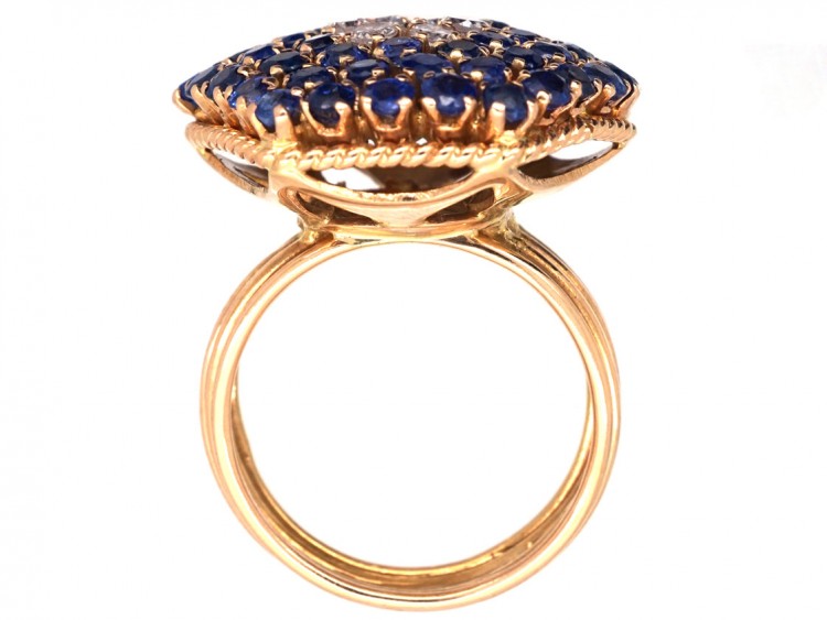 18ct Gold, Sapphire & Diamond Large Cluster Ring