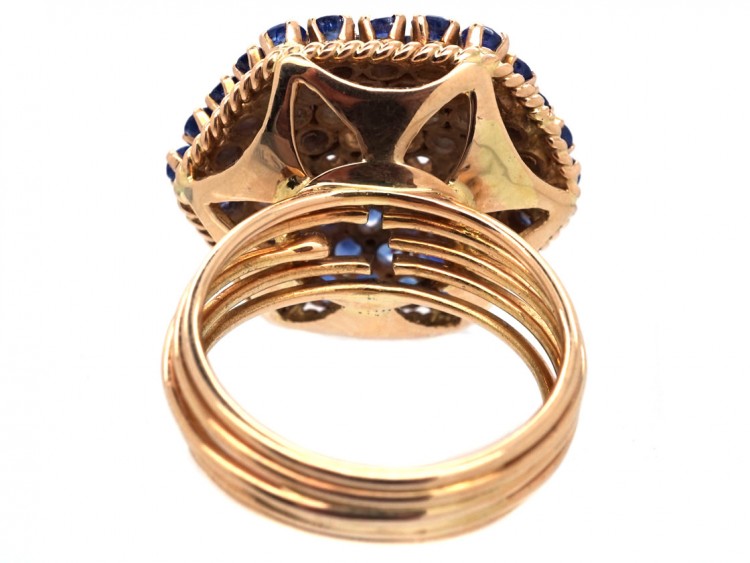 18ct Gold, Sapphire & Diamond Large Cluster Ring