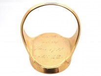 Georgian Oval Gold Mourning Ring Containing an Urn above Opaline Glass