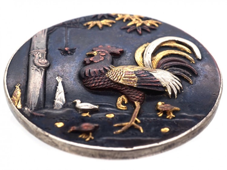 Japanese 19th Century Shakudo Brooch