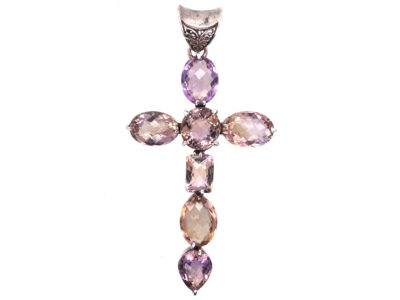 Large Silver & Gem Set Cross