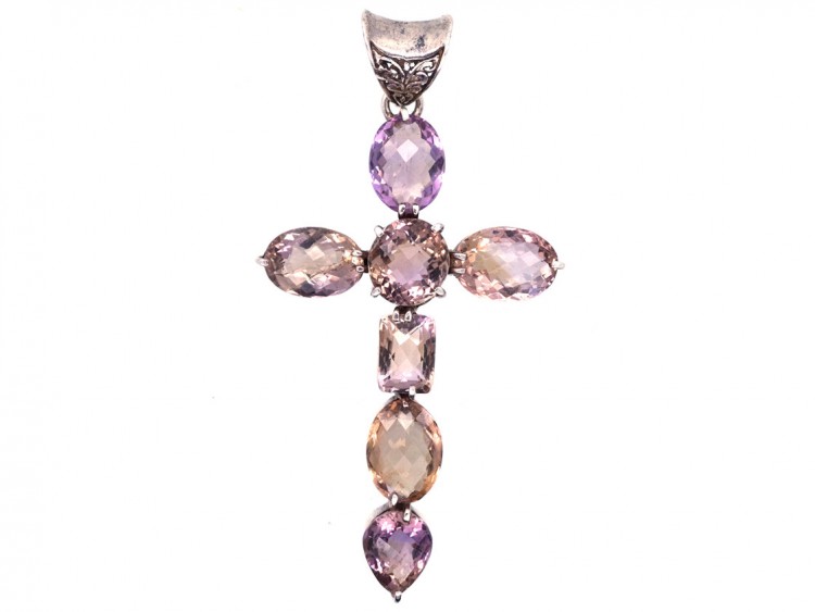 Large Silver & Gem Set Cross