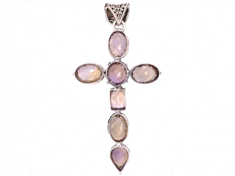Large Silver & Gem Set Cross