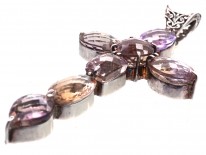 Large Silver & Gem Set Cross