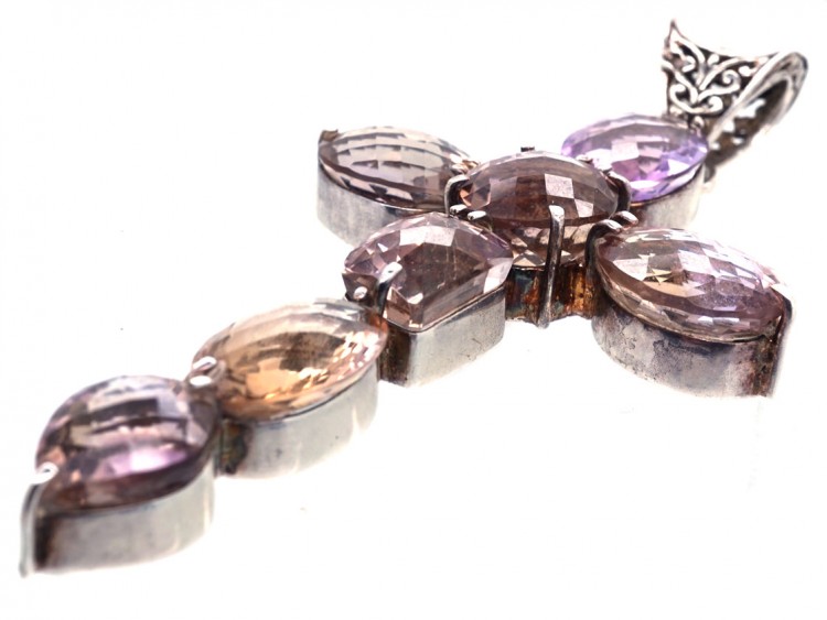 Large Silver & Gem Set Cross