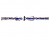 Art Deco Platinum, Sapphire & Diamond Bow Brooch