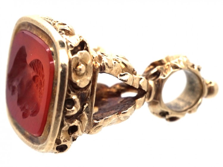 Georgian Gold Seal With Carnelian Intaglio of a Man's Head