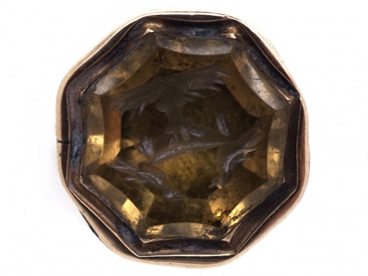 Small Regency Gold Cased Seal With Hexagonal Base