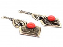 Theodor Fahrner Art Deco Silver Gilt & Coral Drop Earrings