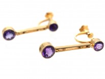 Edwardian 15ct Gold & Amethyst Drop Earrings