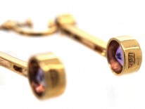 Edwardian 15ct Gold & Amethyst Drop Earrings