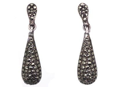 Art Deco Silver & Marcasite Drop Earrings