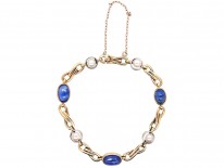 18ct Two Colour Gold, Ceylon Sapphire & Pearl Bracelet