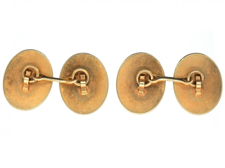 Edwardian 18ct Gold & Enamel Horse's Head Cufflinks