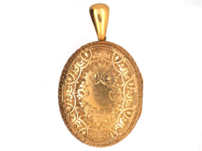 Victorian 15ct Gold Oval Engraved Locket