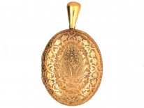 Victorian 15ct Gold Oval Engraved Locket