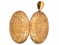 Victorian 15ct Gold Oval Engraved Locket