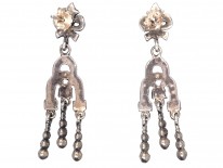 Art Deco Triple Drop Silver & Marcasite Earrings