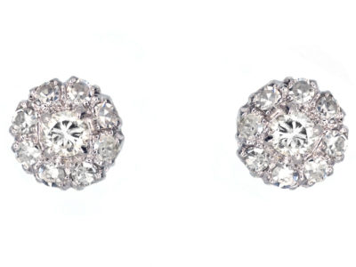 18ct White Gold Diamond Cluster Earrings