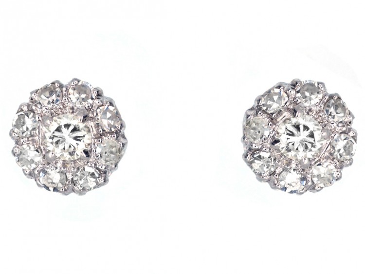 18ct White Gold Diamond Cluster Earrings