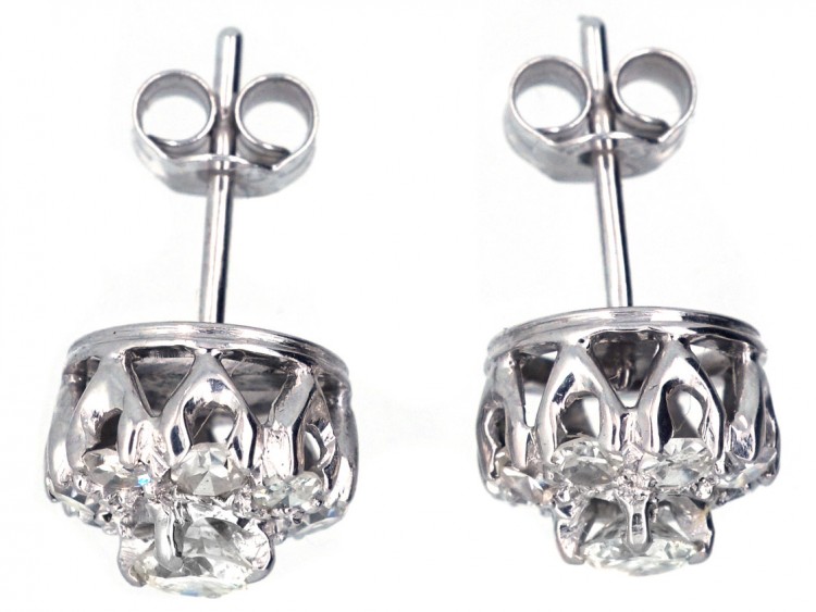 18ct White Gold Diamond Cluster Earrings