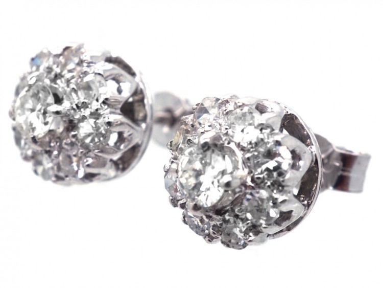 18ct White Gold Diamond Cluster Earrings