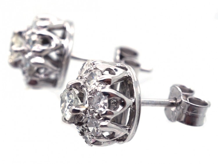 18ct White Gold Diamond Cluster Earrings