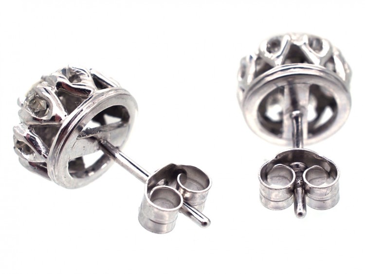 18ct White Gold Diamond Cluster Earrings