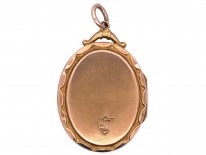 Edwardian 9ct Gold Back & Front Locket with Pearl & Garnet Motif