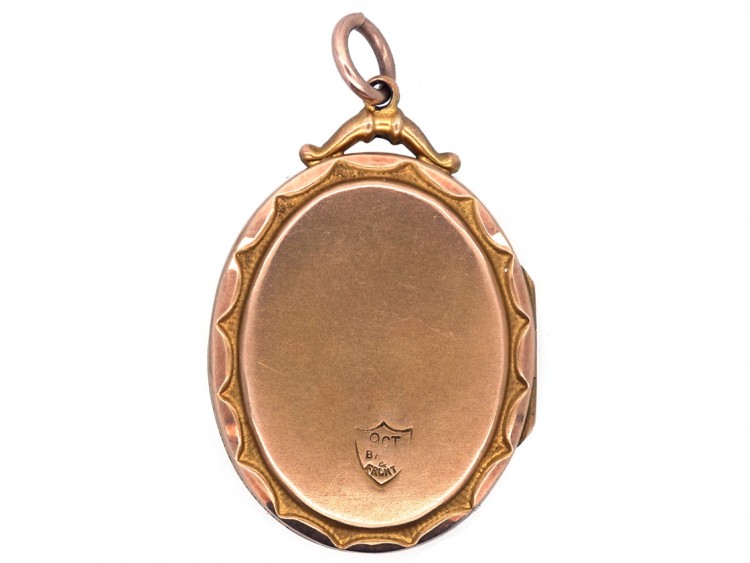 Edwardian 9ct Gold Back & Front Locket with Pearl & Garnet Motif