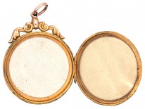 Edwardian Round 9ct Back & Front Locket with Garnet & Pearl Detail