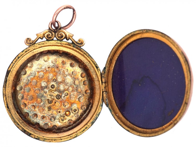 Edwardian 9ct Gold Back & Front Round Locket with Swallow Motif