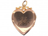 Edwardian 9ct Back & Front Heart Shaped Locket with Lily of Valley Motif