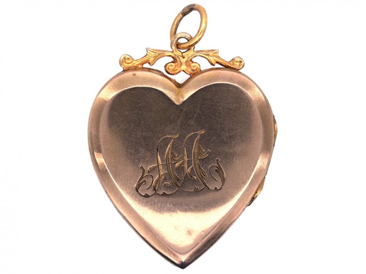 Edwardian 9ct Back & Front Heart Shaped Locket with Lily of Valley Motif