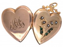 Edwardian 9ct Back & Front Heart Shaped Locket with Lily of Valley Motif